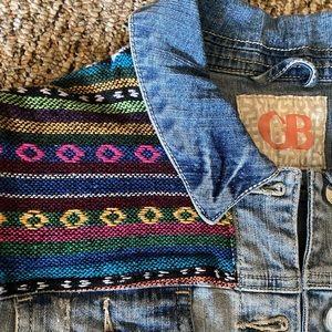 Cute jean jacket with aztec print